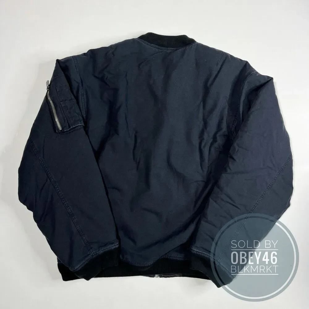 Nike Solo Swoosh Flight Bomber Jacket Black Canvas DX0680-010 Size M Oversized - Picture 8 of 8